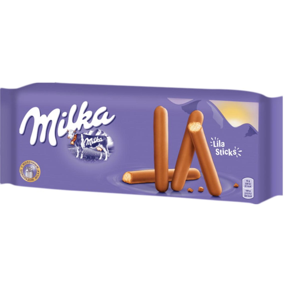 Печенье Milka Lila Sticks покрытое молочным шоколадом 112 г
