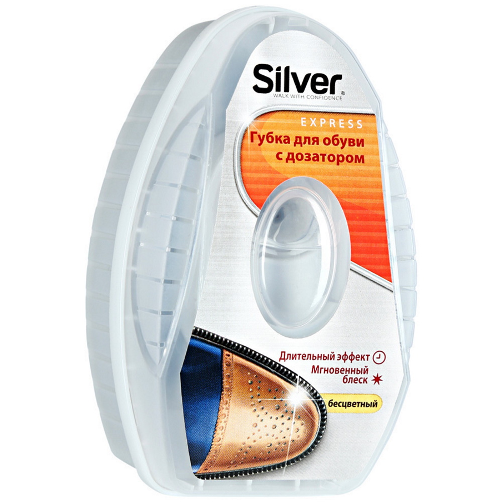 Губка-блеск для обуви Silver с дозатором силикона 6 мл