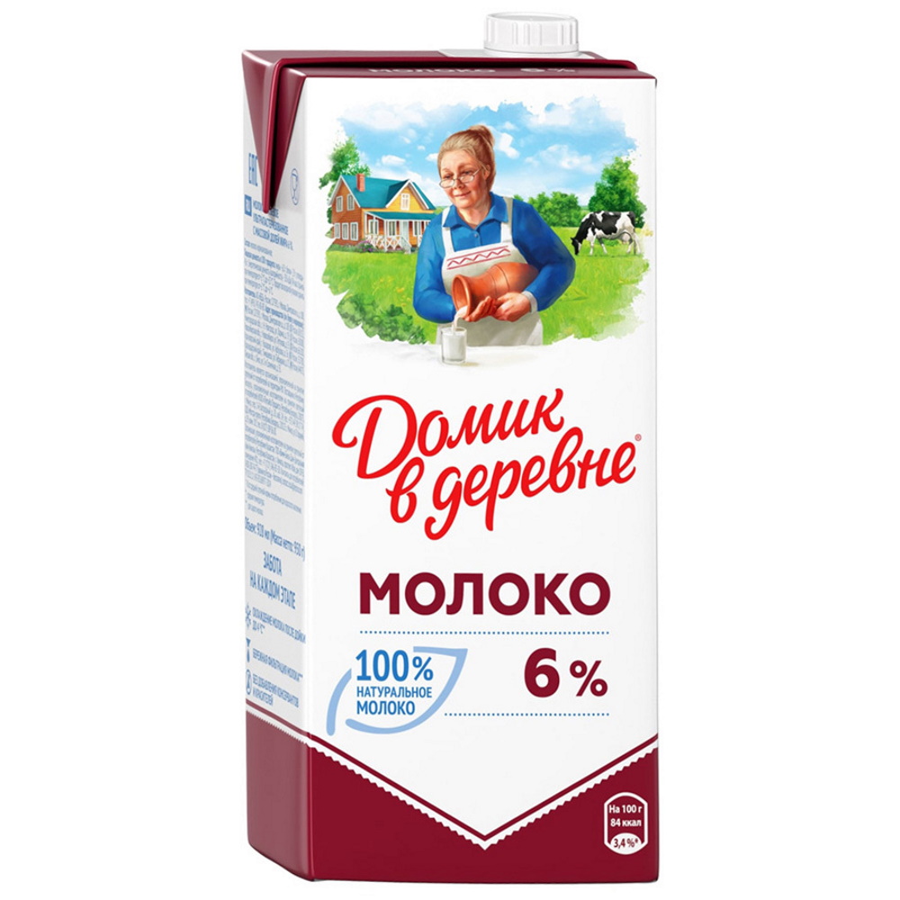Молоко Домик в деревне 6% 0,95 л