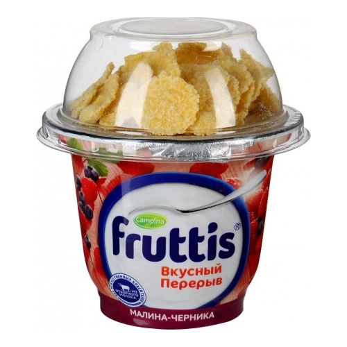 Йогурт Fruttis Вкусный перерыв с малиной и черникой 180гр