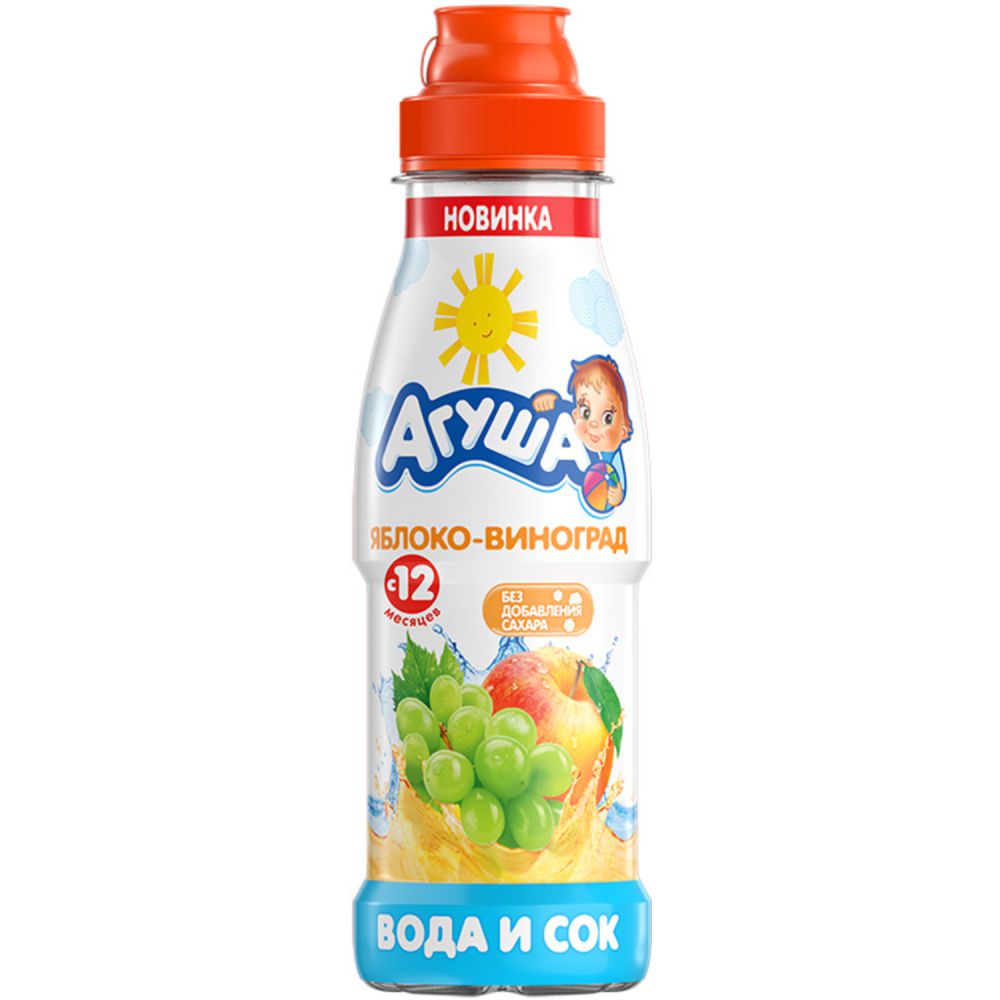 Вода и сок Агуша яблоко-виноград 0,3 л