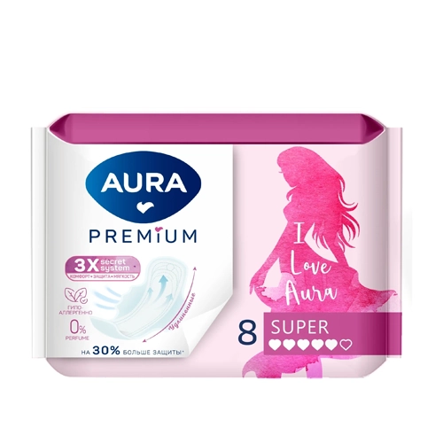 Гигенические прокладки Aura Premium Super 8 шт