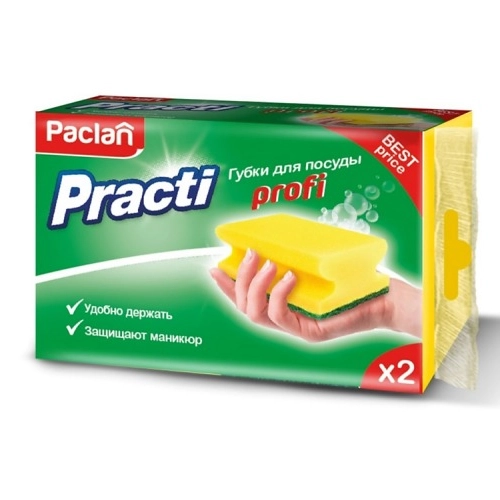 Губки Paclan Practi для мытья посуды Profi 2 шт