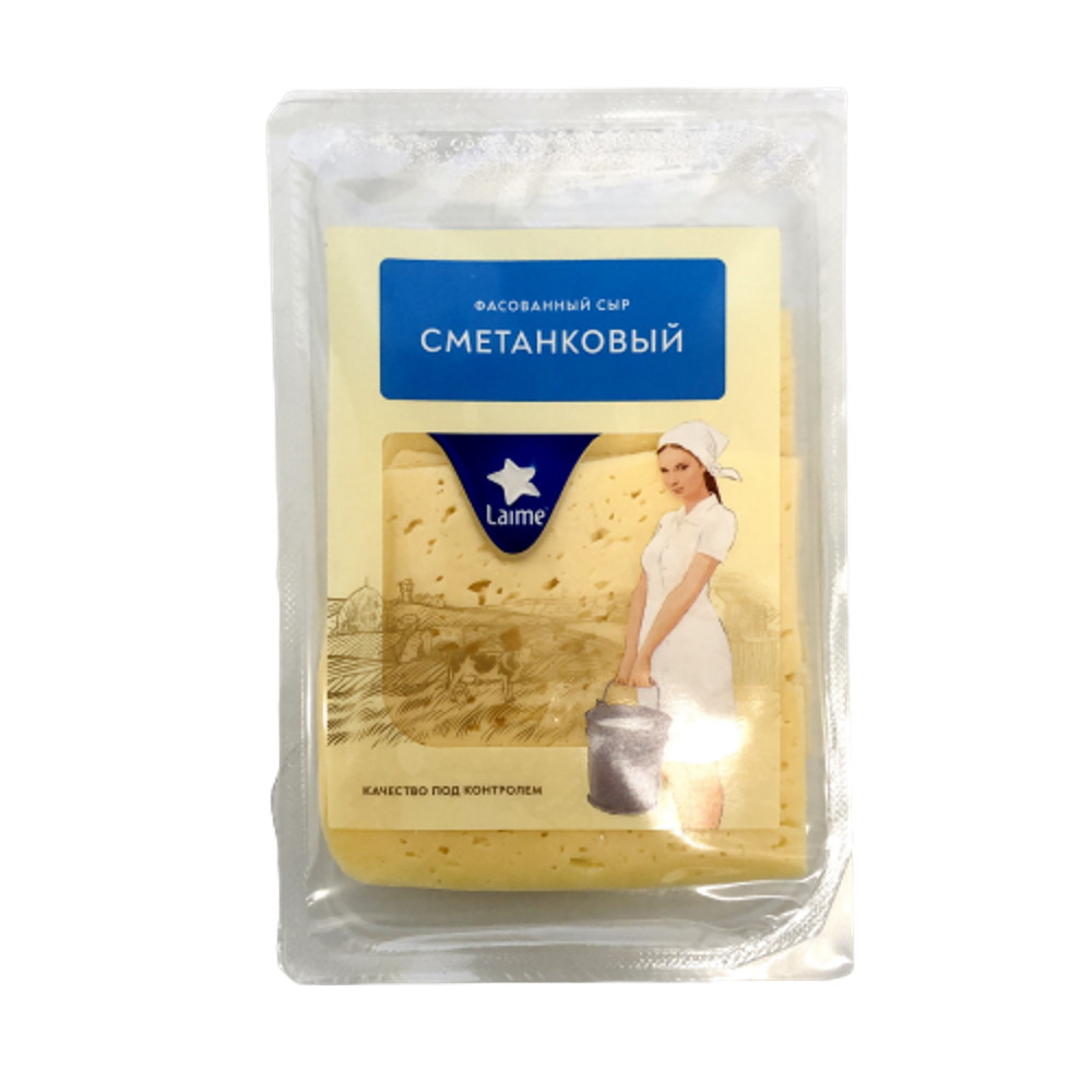 Сыр фасованный Сметанковый,ломтики тм.Laime 50%,125гр