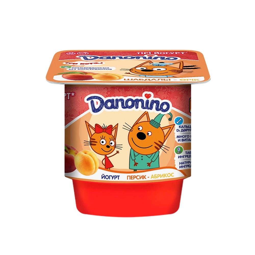 Йогурт Danonino «Три кота» Персик-Абрикос 100 гр