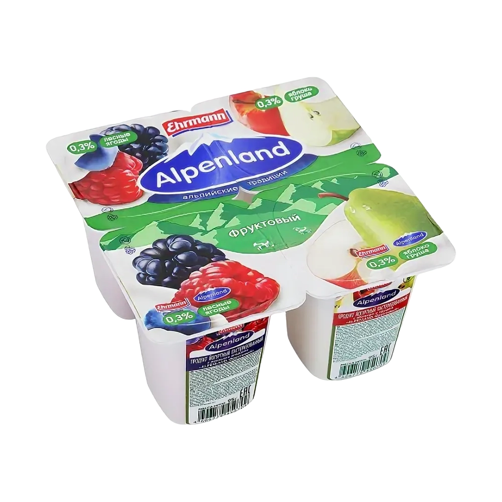 Йогурт фруктовый Лесная ягода и Яблоко-Груша Alpenland 0,3% 95г