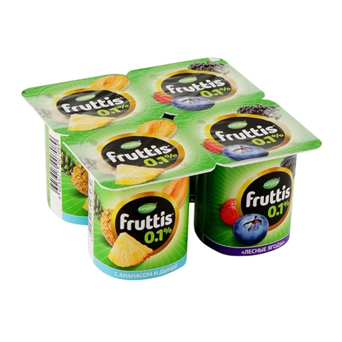 Йогурт легкий со вкусом ананас-дыня и лесных ягод Fruttis 0,1% 110гр