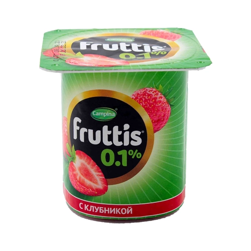 Йогурт легкий со вкусом клубники Fruttis 0,1% 110гр (мультипак)
