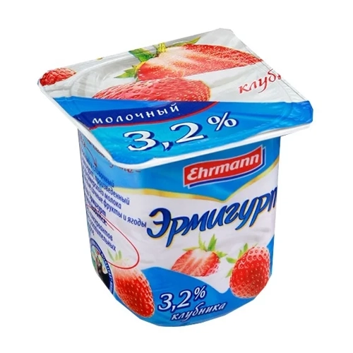 Йогурт молочный с клубникой Эрмигурт 3,2% 100г