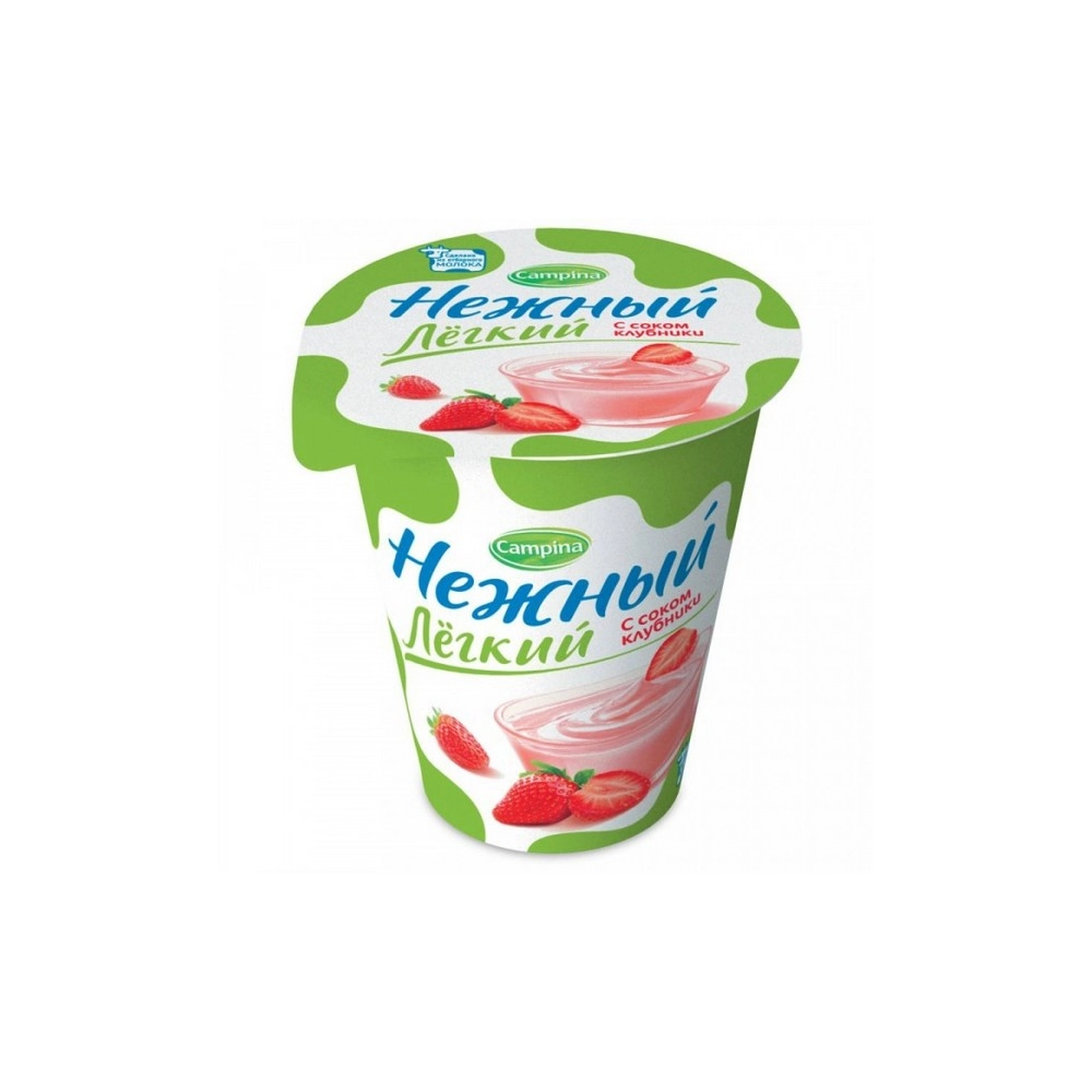 Йогурт Нежный Лайт с соком Клубники  Campina 0,1% 320 гр