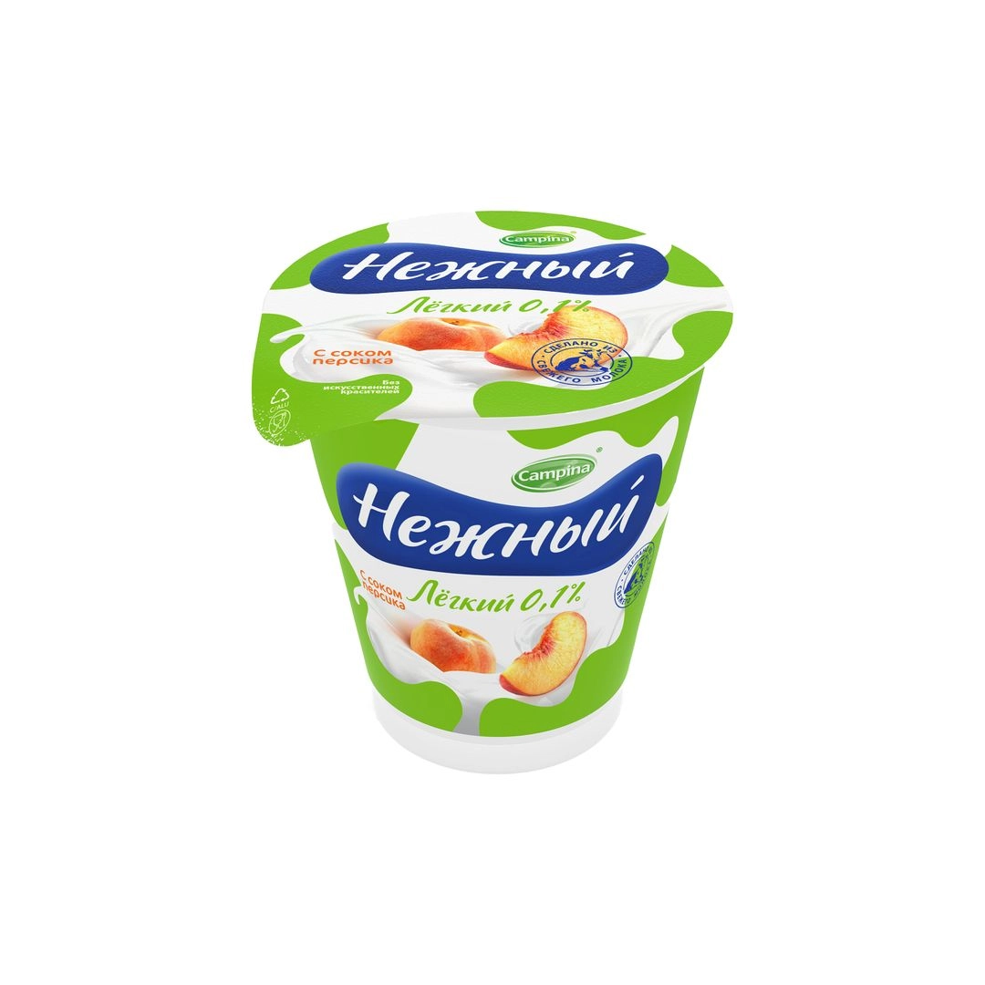 Йогурт НежныйЛайт 0,1% с соком Персика 320г