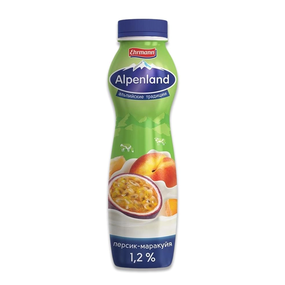 Йогурт питьевой Alpenland Персик Маракуйя 1,2% 290г
