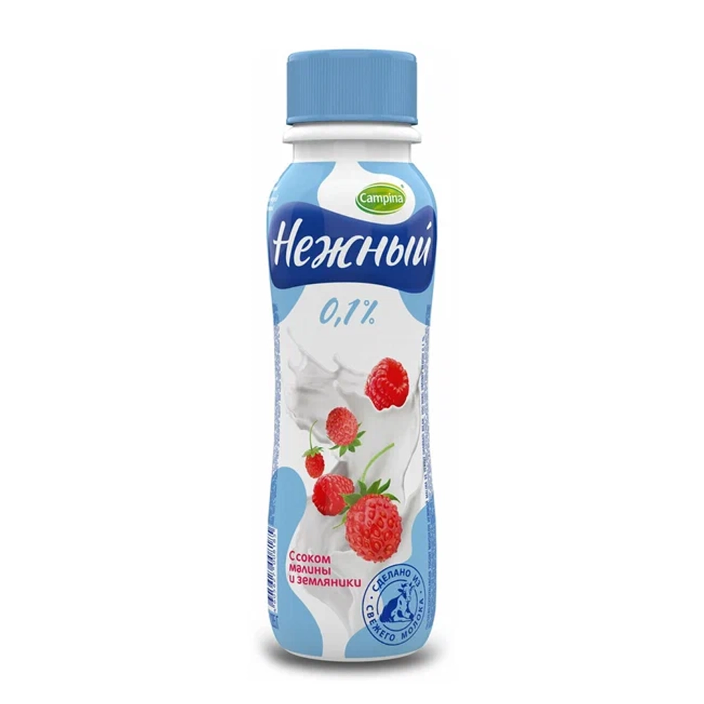 Йогурт питьевой Нежный Малина-Земляника 0,1% 285 гр