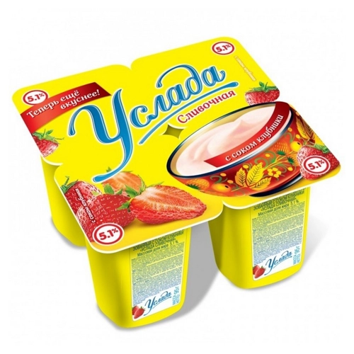 Йогурт Услада сливоная с соком клубники 5,1% 95г/1шт