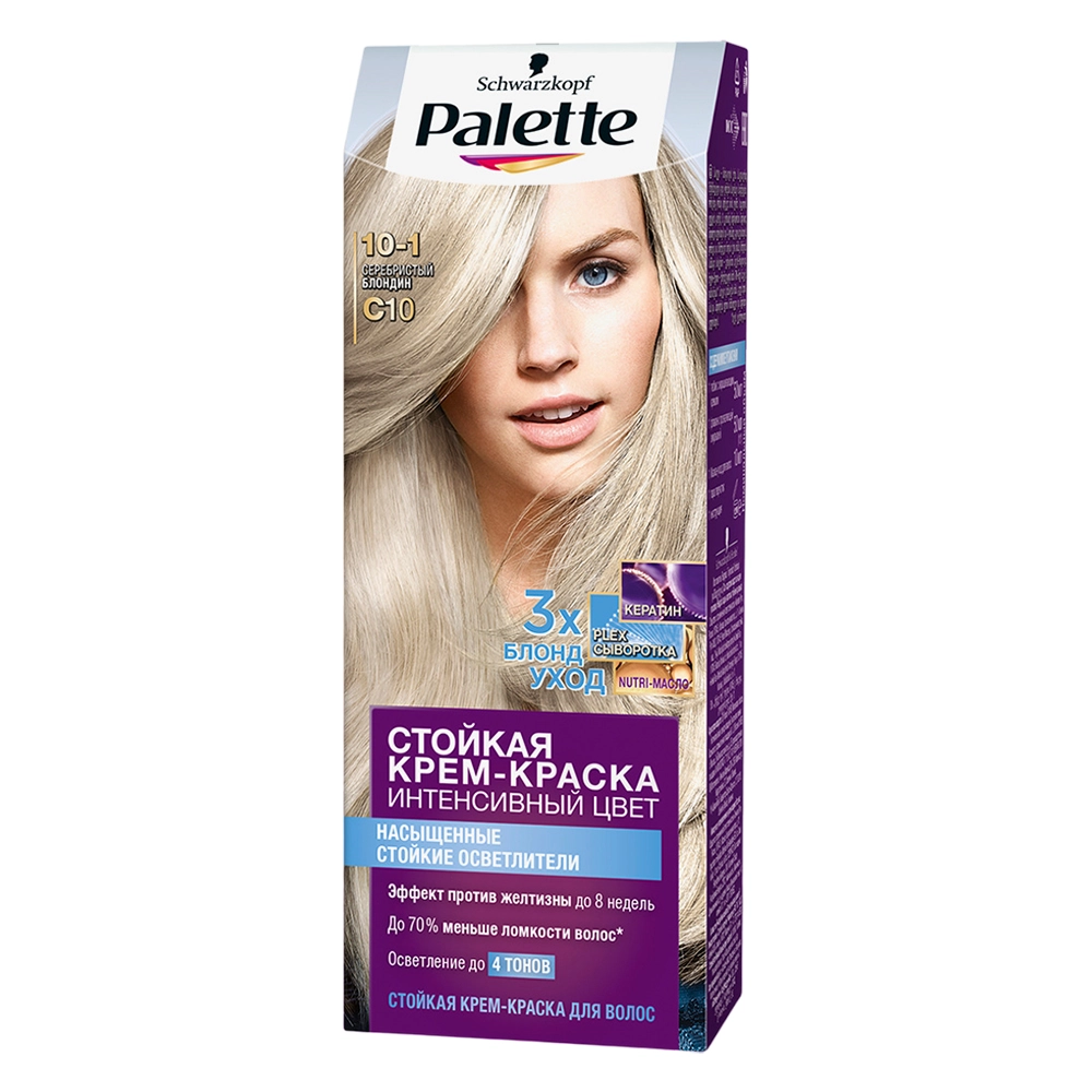 Крем-краска для волос Palette ICC 10-1 С10 серебристый блондин 110 мл