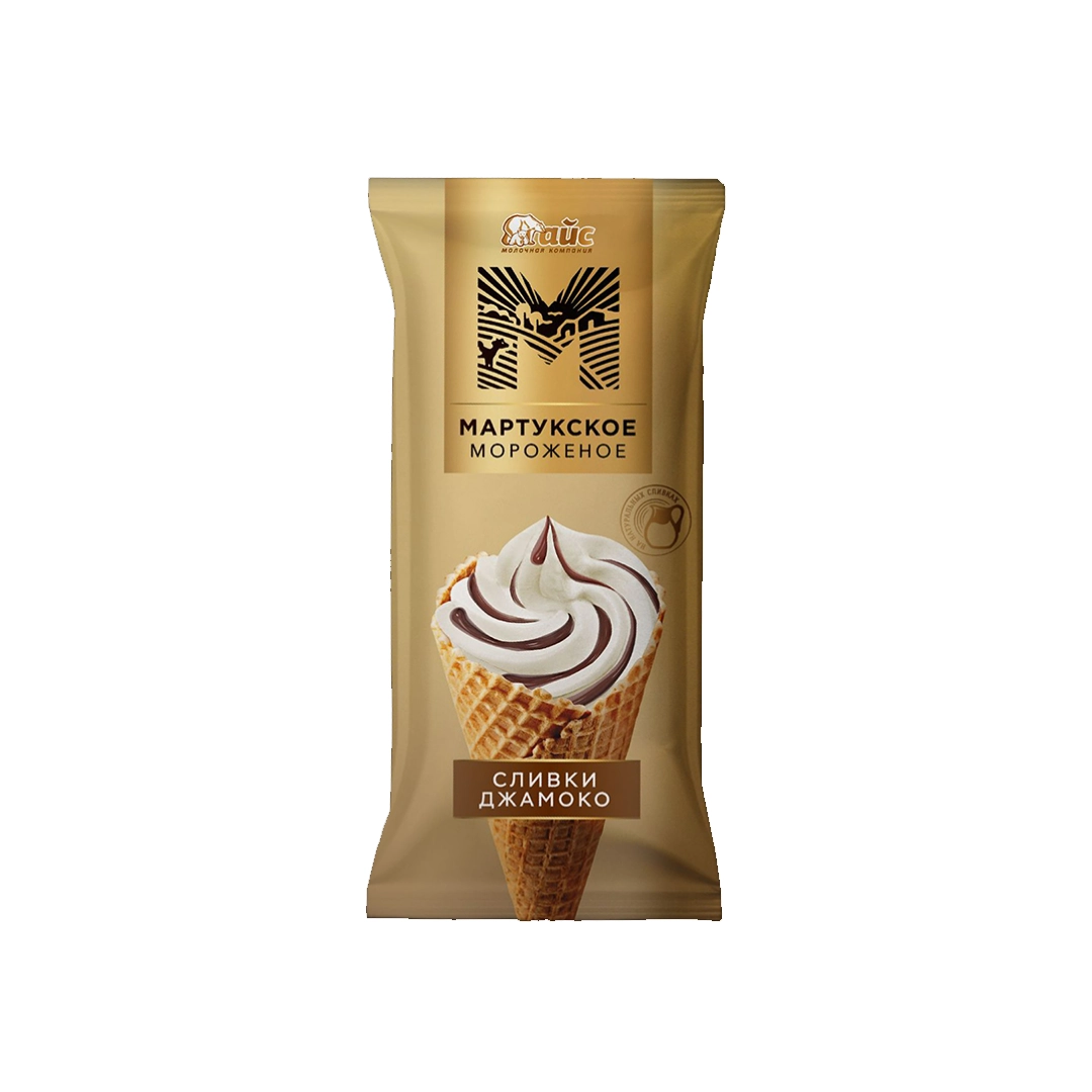 Мороженое Мартукское Сливки Джамока в вафельном рожке 8% 80гр