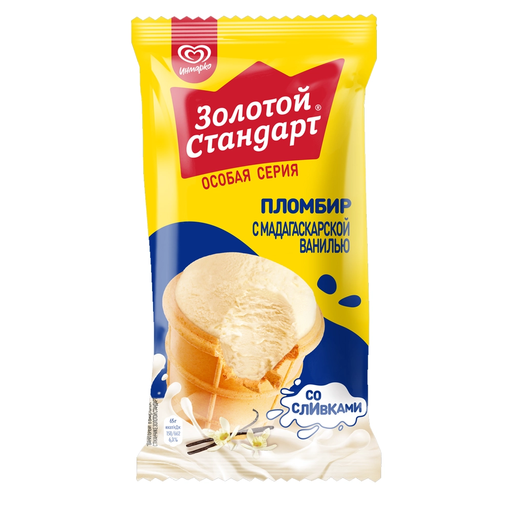Мороженое Золотой Стандарт Пломбир Внильный стакан 120 г