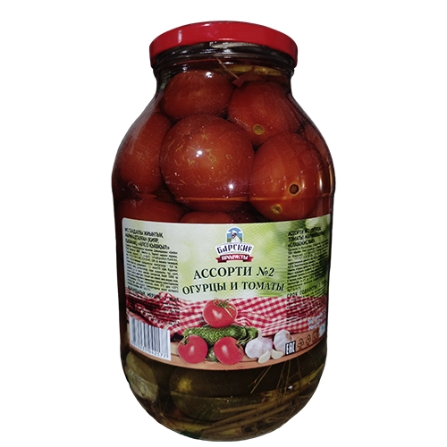 Огурцы и помидоры маринованные Ассорти №2, 2 кг