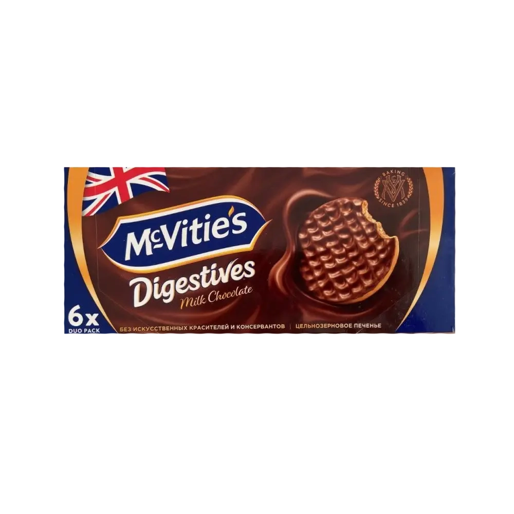 Печенье McVities Digestive из цельнозерных злаков покрытое молочным шоколадом 33,3 гр