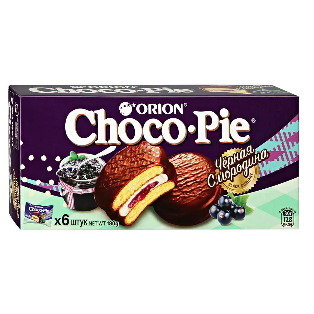 Печенье Orion Choco Pie черная смородина 180 г
