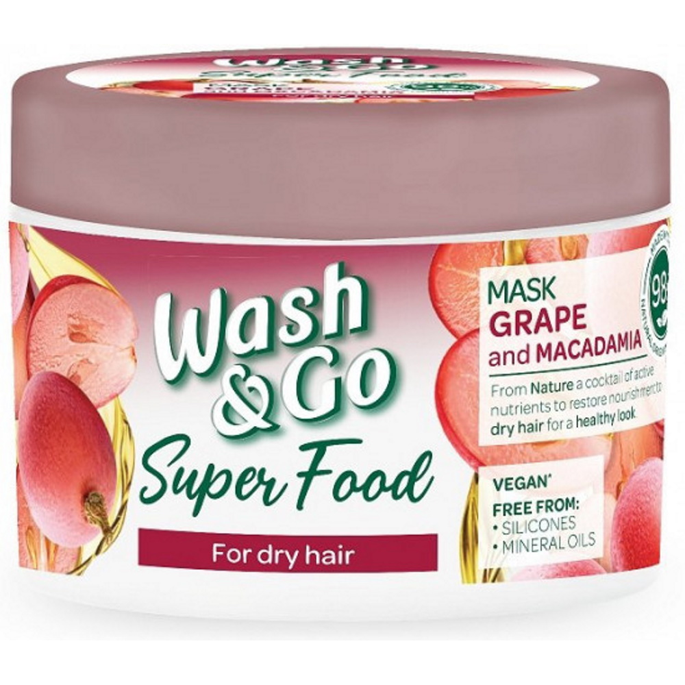 Wash&Go Superfood маска с виноградом и макадамией, 300 мл
