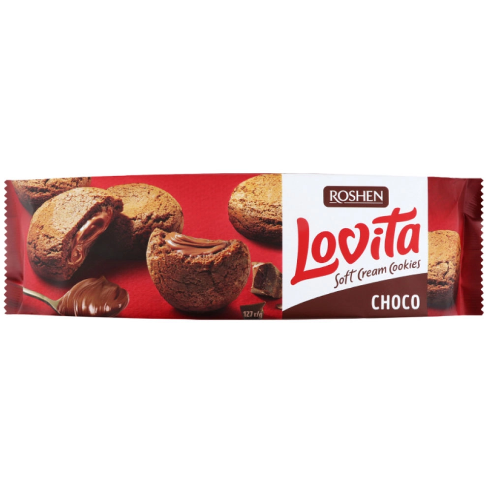 Сдобное печенье Lovita Soft Cream Cookies cocao Roshen 127г