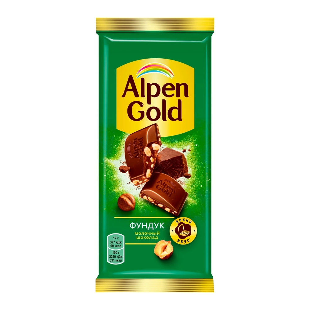 Шоколад Alpen Gold молочный с фундуком шоколад 85 г