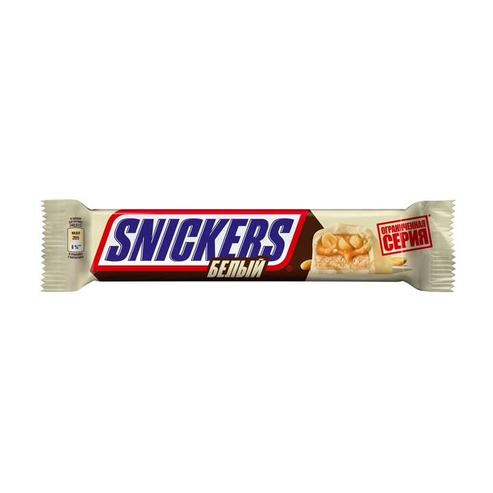 Шоколадный батончик Snickers белый 81 г/32