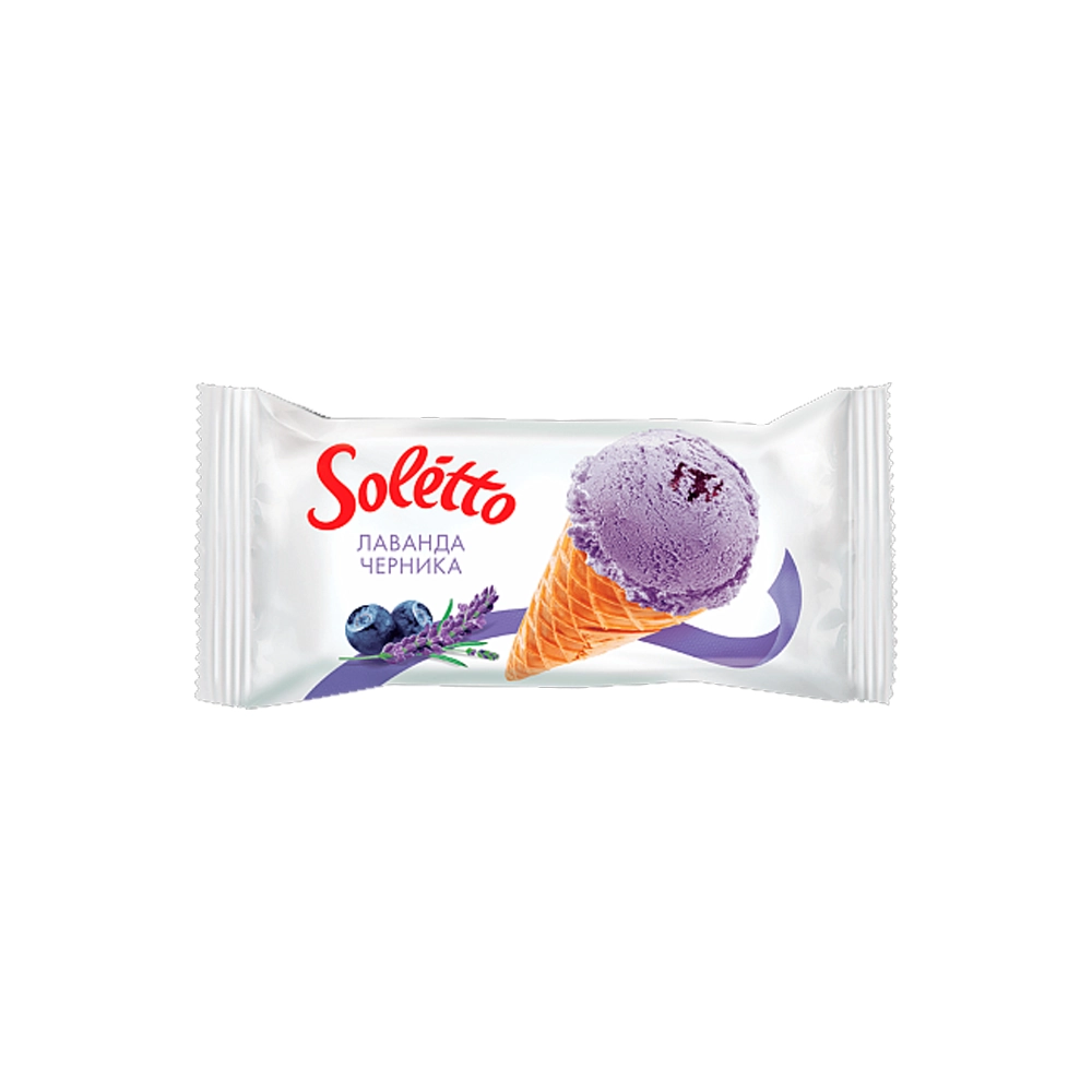Мороженое вафельный рожок «Soletto» Лаванда-Черника 75г