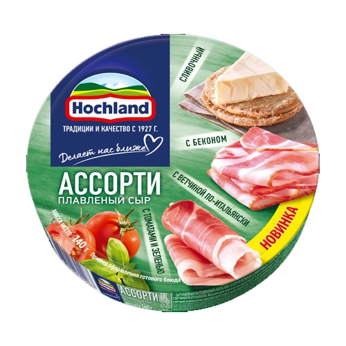 Сыр плавленный ассорти зеленое Тройное Удовольствие Hochland 45% 140 г