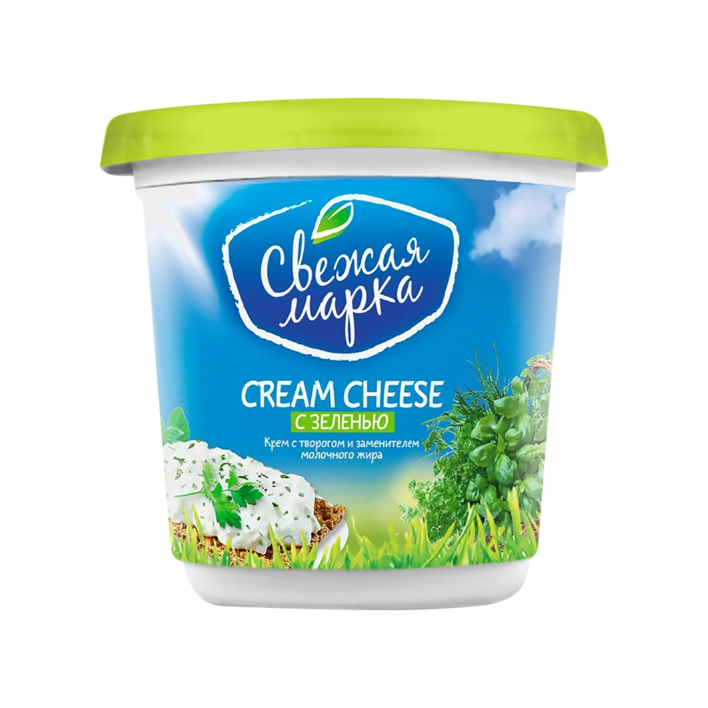 Сыр творожный Свежая марка Cream Cheese с зеленью 55% 140 г