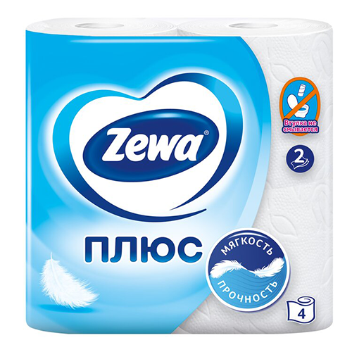 Туалетная бумага Zewa Плюс 2-х слойная 4 рулона