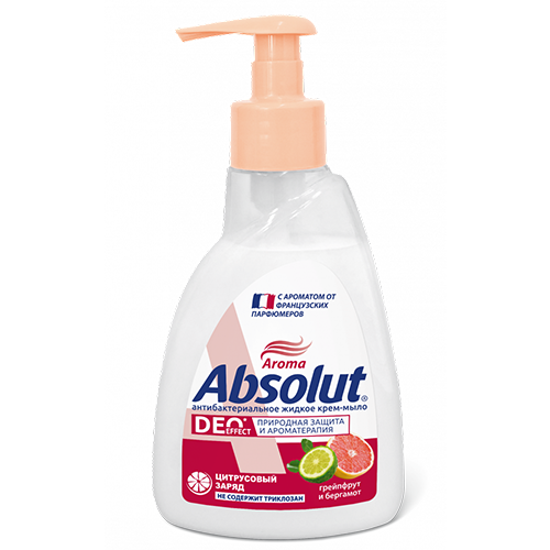 Крем-мыло жидкое Absolut DeoEffect антибактериальное Грейпфрут и бергамот 250 мл