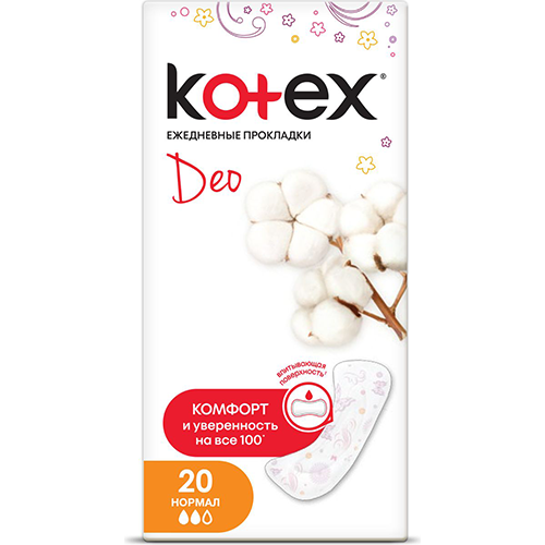 Прокладки гигиенические ежедневные Kotex Normal Deo 20 шт