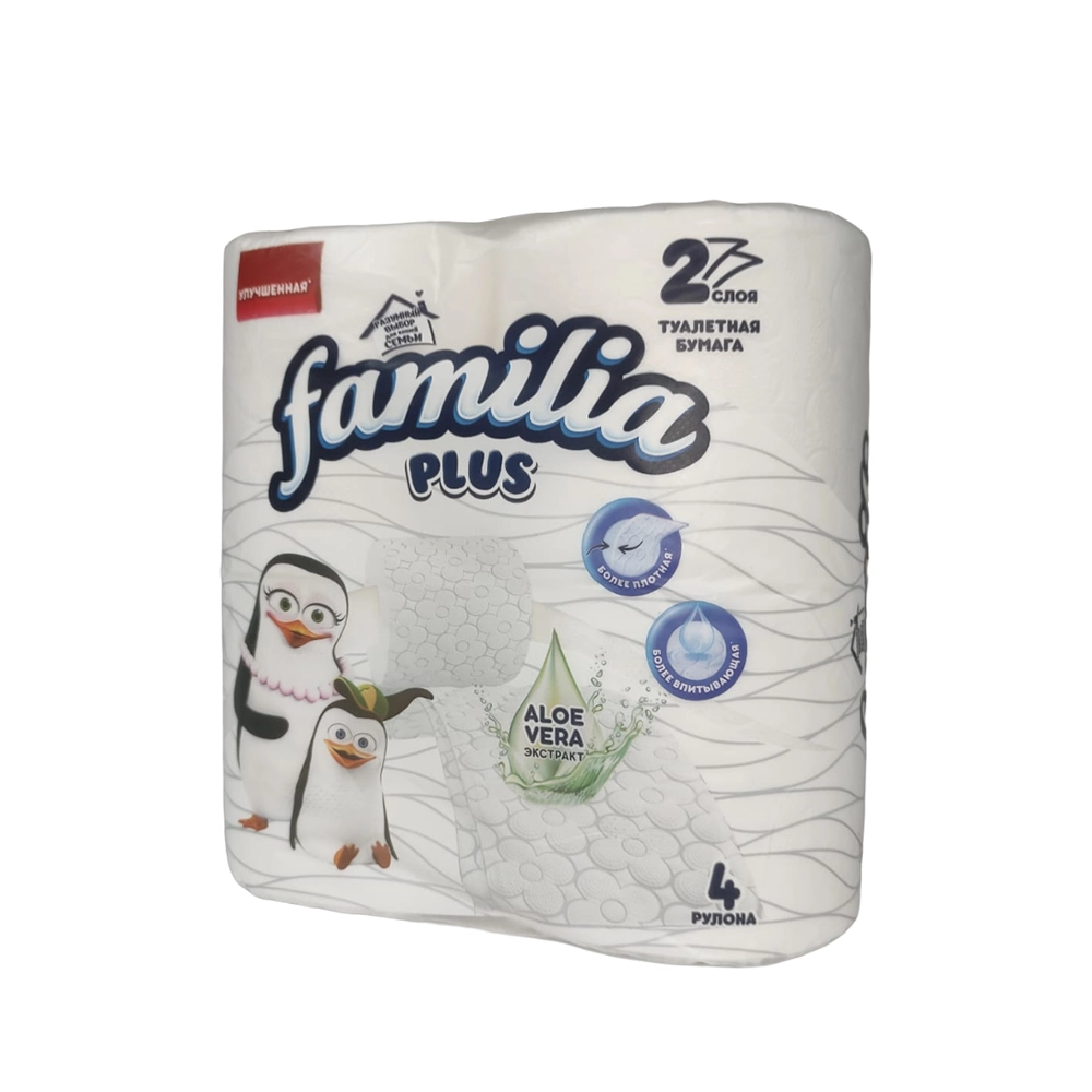 Туалетная бумага Familia Plus белая 2-х слойная 4 рулона