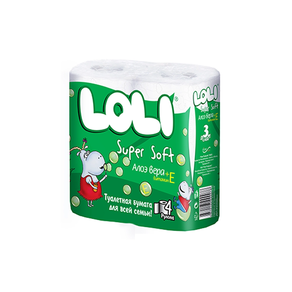 Туалетная бумага Loli Super Soft Алое Вера и витамин Е 4 рулона