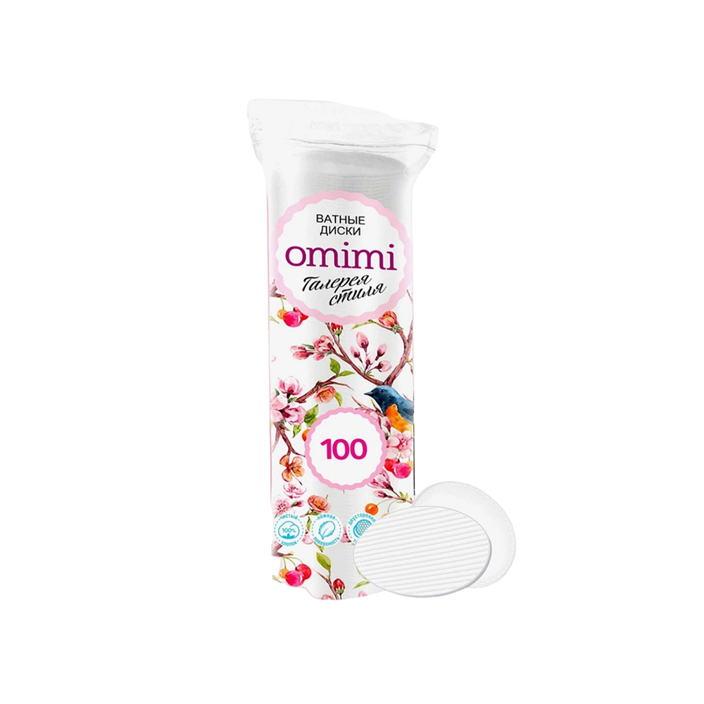 Ватные диски для чувствительной кожи OMIMI 100 шт